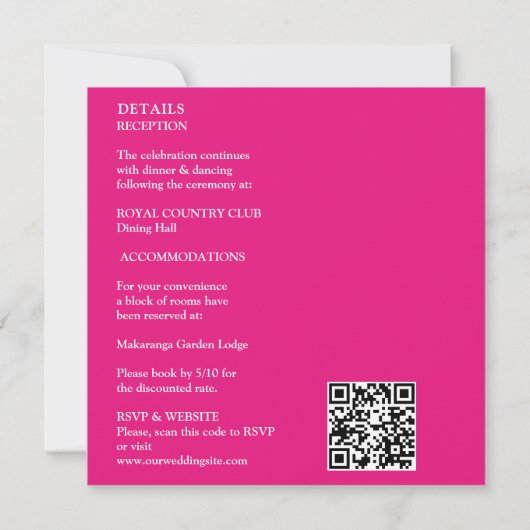 Invitation Talavera espagnole rose gras tout en un mariage (Dos)