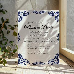 Invitation Talavera Fleurs Noires Minimaliste Mariage Espagno