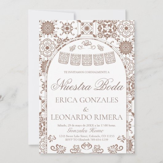 Invitation Talavera Papier découpé Mariage Espagnol (Devant)