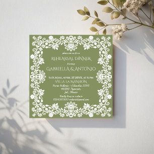 Invitation Talavera sage vert repas de répétition de mariage