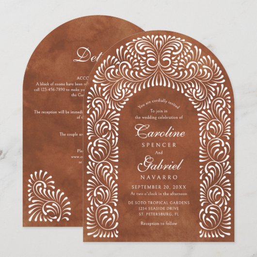 Invitation Talavera Terracotta Fiesta Code QR Mariage (Devant / Derrière)