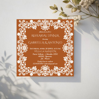 Invitation Talavera terracotta Mexican wedding rehearsal dinn