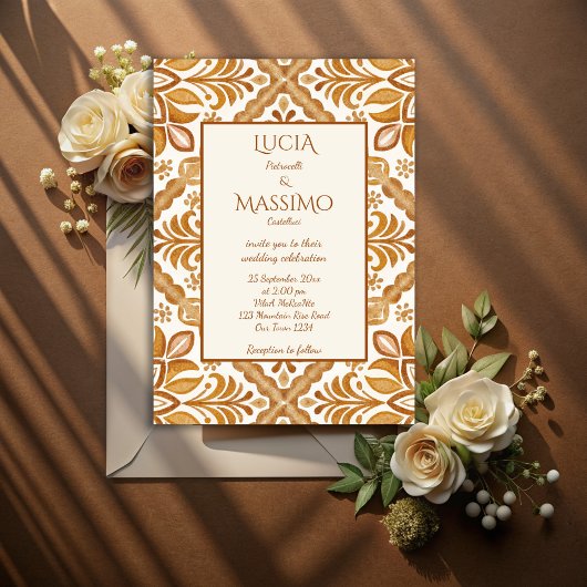 Invitation Talavera terracotta vintage mariage mexicain