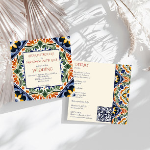 Invitation Talavera vintage mexicain tout en un mariage