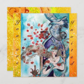 Invitation TALE DE FOIRE TURQUE, brillant bleu rouge vif jaun (Devant / Derrière)