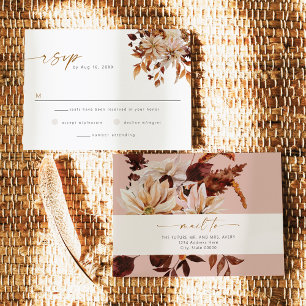 Invitation TALIA Bohemian Terracotta Floral Blush RSVP