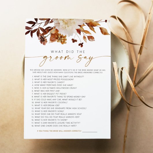 Invitation TALIA Boho Fall Floral Qu'est-ce que la chambre a 