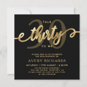 Invitation Talk 30 To Me Gold Script 30e anniversaire (Devant)