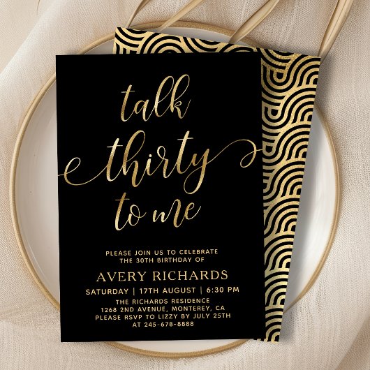 Invitation Talk 30 To Me Gold Script 30e anniversaire