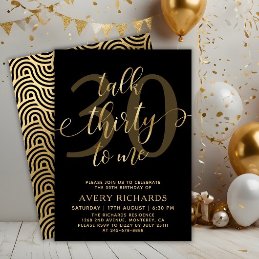 Invitation Talk 30 To Me Gold Script 30e anniversaire