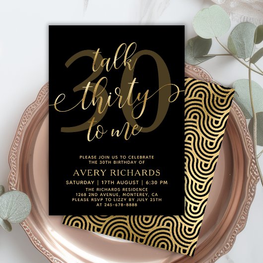 Invitation Talk 30 To Me Gold Script 30e anniversaire