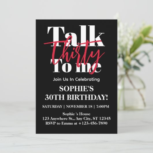 Invitation Talk 30 To Me Modern 30th Birthday Party (Debout devant)