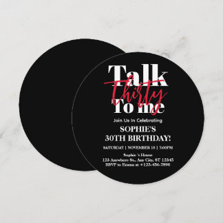 Invitation Talk 30 To Me Modern 30th Birthday Party Circle