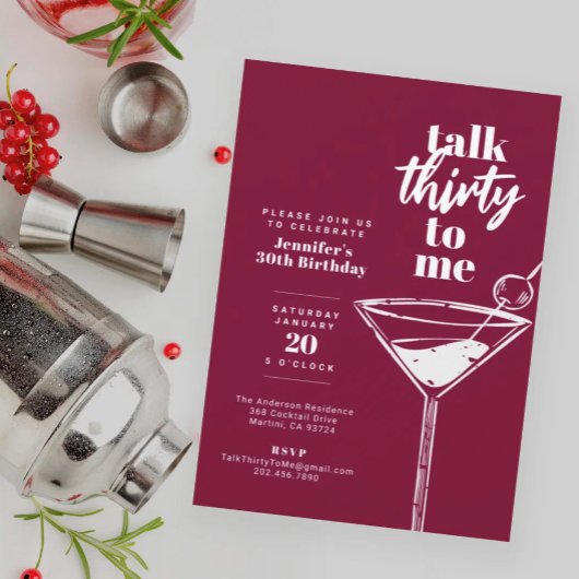 Invitation Talk Thirty To Me 30th Martini Birthday Party