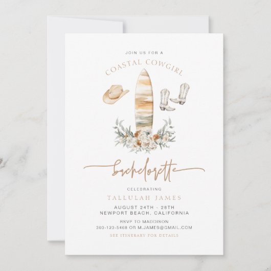 Invitation TALLULAH Eart Boho Coastal fille Bachelorette (Devant)