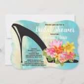 Invitation Talon de chaussure Turquoise Floral Fête des marié (Devant)