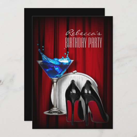 Invitation talons à semelle rouge soirée cocktail martini gir (Devant / Derrière)