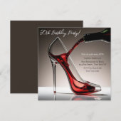 Invitation Talons aiguilles d'anniversaire au vin (Devant / Derrière)