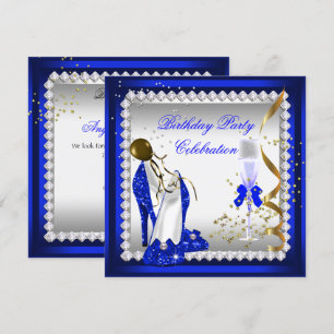 Invitation Talons Bleus Royaux Champagne Doré Fête d'Annivers