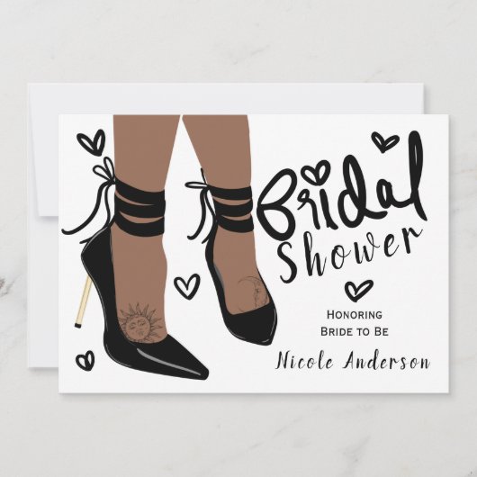 Invitation Talons Brun Tan Peau Lune de Soleil Mariage (Devant)