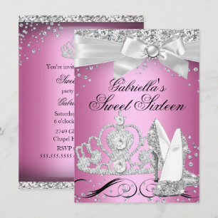 Invitation Talons Couronne Étincelante Rose Sweet 16