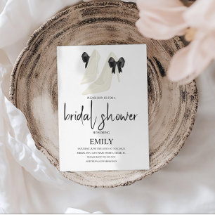 Invitation Talons de mariage noirs à nœud papillon minimalist