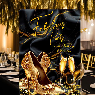Invitation Talons dorés fabuleux pour anniversaire noir champ