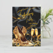Invitation Talons dorés fabuleux pour anniversaire noir champ (Debout devant)