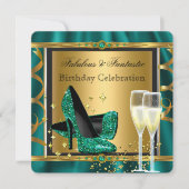 Invitation Talons dorés fabuleux vert émeraude Fête d'anniver (Devant)