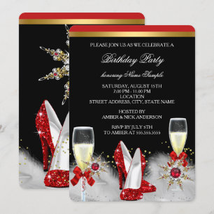 Invitation Talons dorés pailletés Noir Argent Champagne Rouge