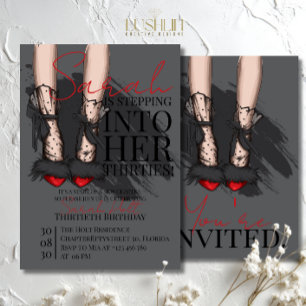 Invitation Talons Foncés Rouges Anniversaire Féminin Soirée N