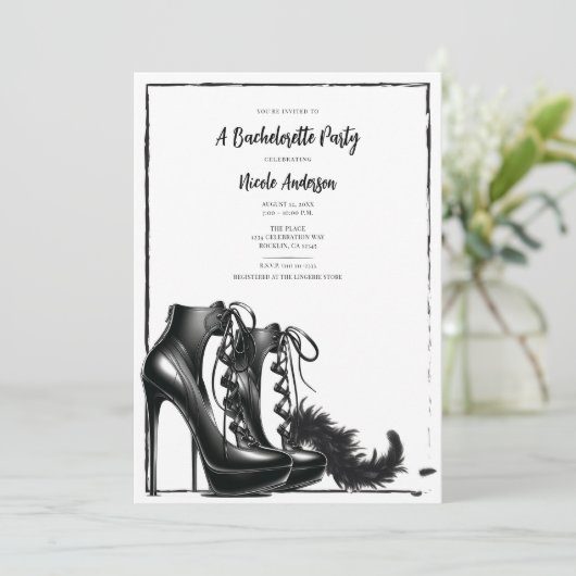 Invitation Talons hauts à lacets noir et blanc Boa Bacheloret (Debout devant)
