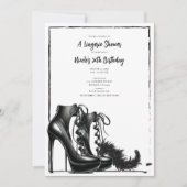 Invitation Talons hauts à lacets noir et blanc Boa lingerie s (Devant)