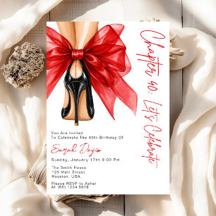 Invitation Talons Hauts à Nœud Rouge Quarantième 40e Fête d'A