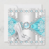 Invitation Talons hauts argentés sarcelle Anniversaire perle (Dos)
