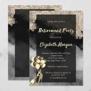 Invitation Talons Hauts, Ballons, Confettis Fête de Retraite
