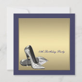 Invitation Talons Hauts Bleu Or Femme 40e Anniversaire (Dos)