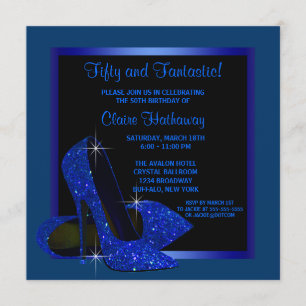 Invitation Talons Hauts Bleu Royal Noir pour la Fête d'Annive