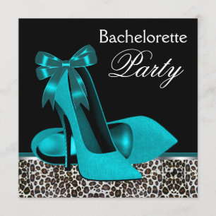 Invitation Talons hauts bleu sarcelle léopard Enterrement de