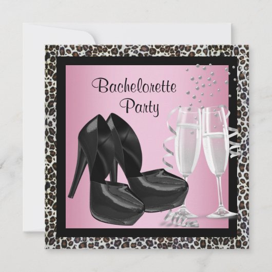 Invitation Talons hauts Champagne Léopard Rose Enterrement de (Devant)