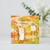 Invitation Talons Hauts Dorés Paillettes Orange Anniversaire (Debout devant)