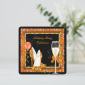 Invitation Talons Hauts Dorés Paillettes Orange Anniversaire (Debout devant)