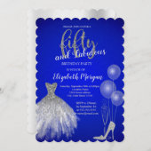 Invitation Talons hauts en argent, Robe, Champagne Bleu 50e (Devant / Derrière)