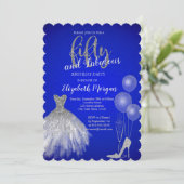 Invitation Talons hauts en argent, Robe, Champagne Bleu 50e (Debout devant)