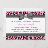 Invitation Talons Hauts et Anniversaire Thème Léopard Rose Ch (Dos)