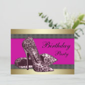 Invitation Talons hauts et rose fuchsia à imprimé léopard pou (Debout devant)