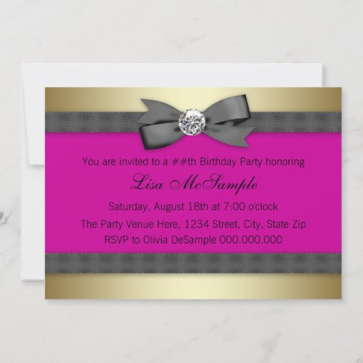 Invitation Talons hauts et rose fuchsia à imprimé léopard pou (Dos)