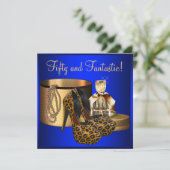 Invitation Talons Hauts Léopard Bleu Or Femme 50e Anniversair (Debout devant)