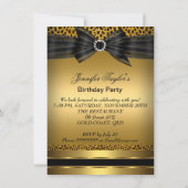 Invitation Talons Hauts Léopard Doré Nœud Noir Fête d'Anniver (Dos)