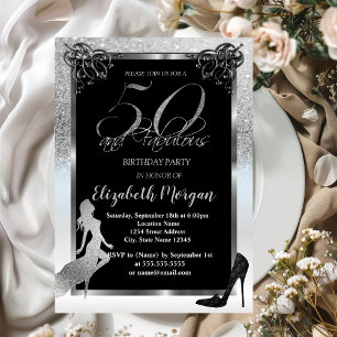 Invitation Talons hauts Pailletés Argent Fête d'anniversaire